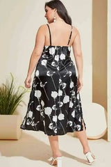 Plus Size Floral Lace Trim Side Slit Night Dress - Femstylo