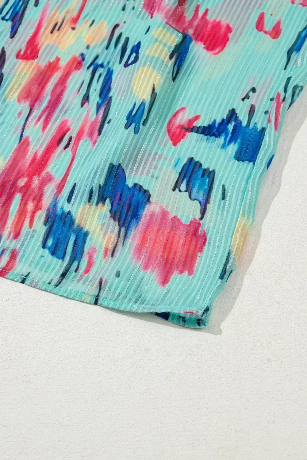 Sky Blue Abstract Print Short Puff Sleeve Tiered Maxi Dress - Femstylo