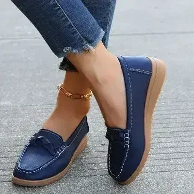 Wedge Heel Loafers - Woven PU Shoes | Femstylo - Femstylo