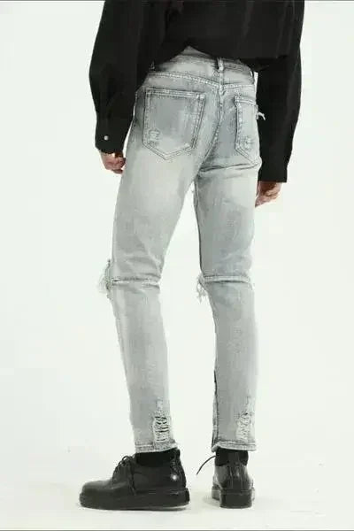Pocketed Distressed Jeans with Side Zip - Femstylo