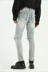 Pocketed Distressed Jeans with Side Zip - Femstylo