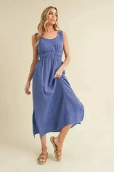 Aemi + Co Side Slit Round Neck Sleeveless Tank Dress - Femstylo