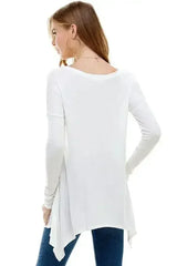 Women's Long-Sleeve Asymmetrical Hem Top - Femstylo