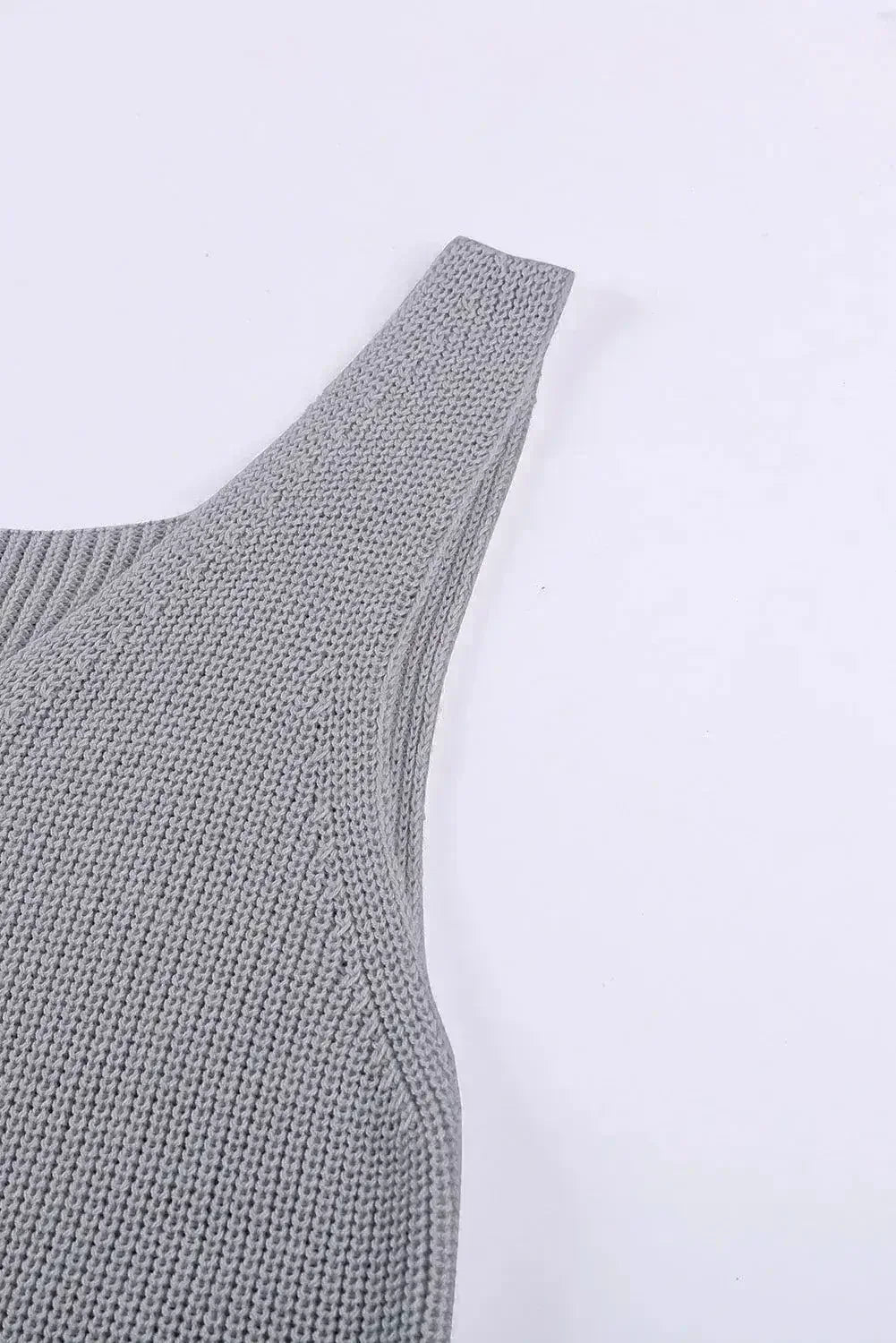 Gray Crisscross Hollow-out Knit Tank Top - Femstylo