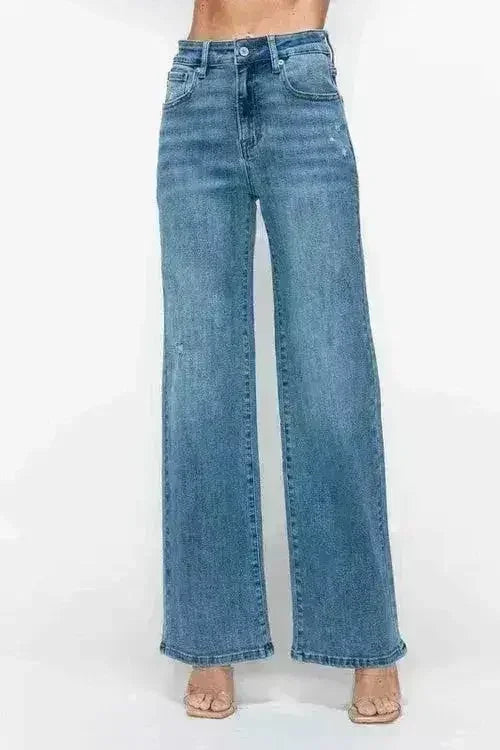 bytos Full Size High Rise Wide Leg Jeans with Pockets - Femstylo