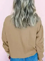 Embroidered Clover Pattern Round Neck Sweatshirt - Femstylo