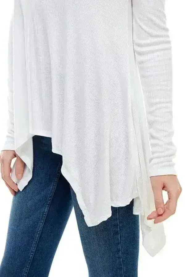 Women's Long-Sleeve Asymmetrical Hem Top - Femstylo