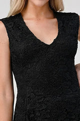 Sleeveless V-Neck Lace Peplum Top - Femstylo
