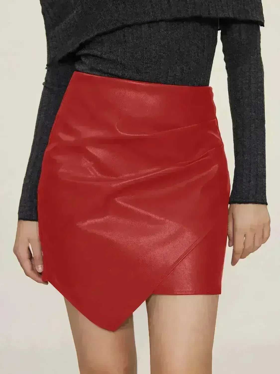 Ruched Mini Skirt with Zipper - Femstylo