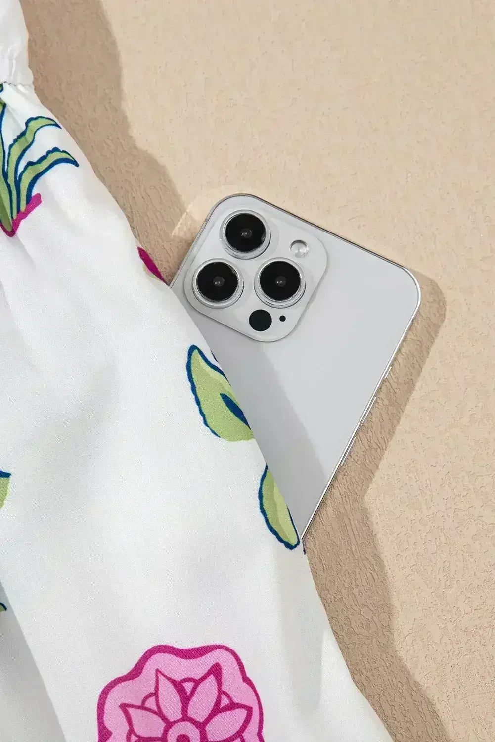 Blue Floral Ruffle Hem Pop of Color Neckline Dress - Femstylo