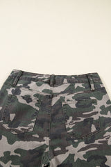 Green Camo Multi Pocket Cargo Wide Leg Jeans