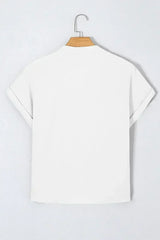 White Notched Neck Batwing Sleeve Blouse | Femstylo - Femstylo