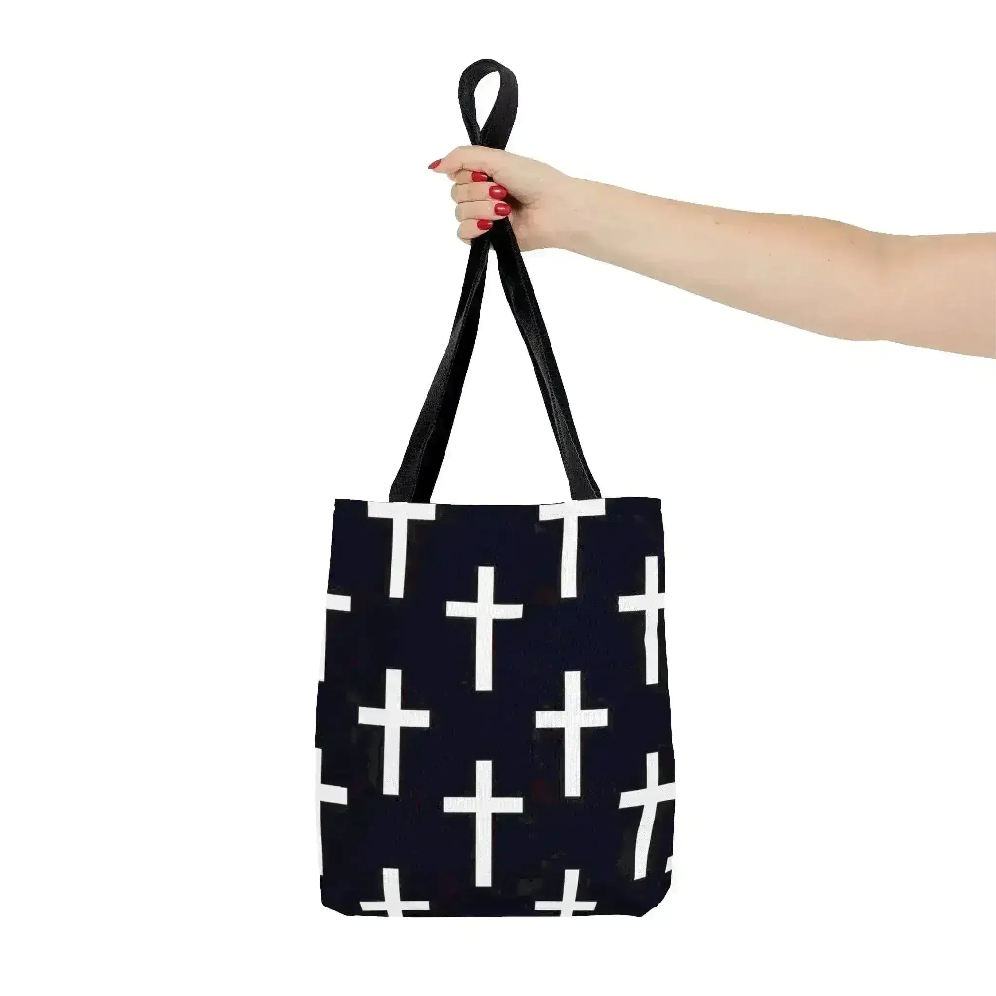 Large Tote Bag Black and White Seamless Cross Pattern - Femstylo