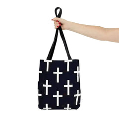 Large Tote Bag Black and White Seamless Cross Pattern - Femstylo