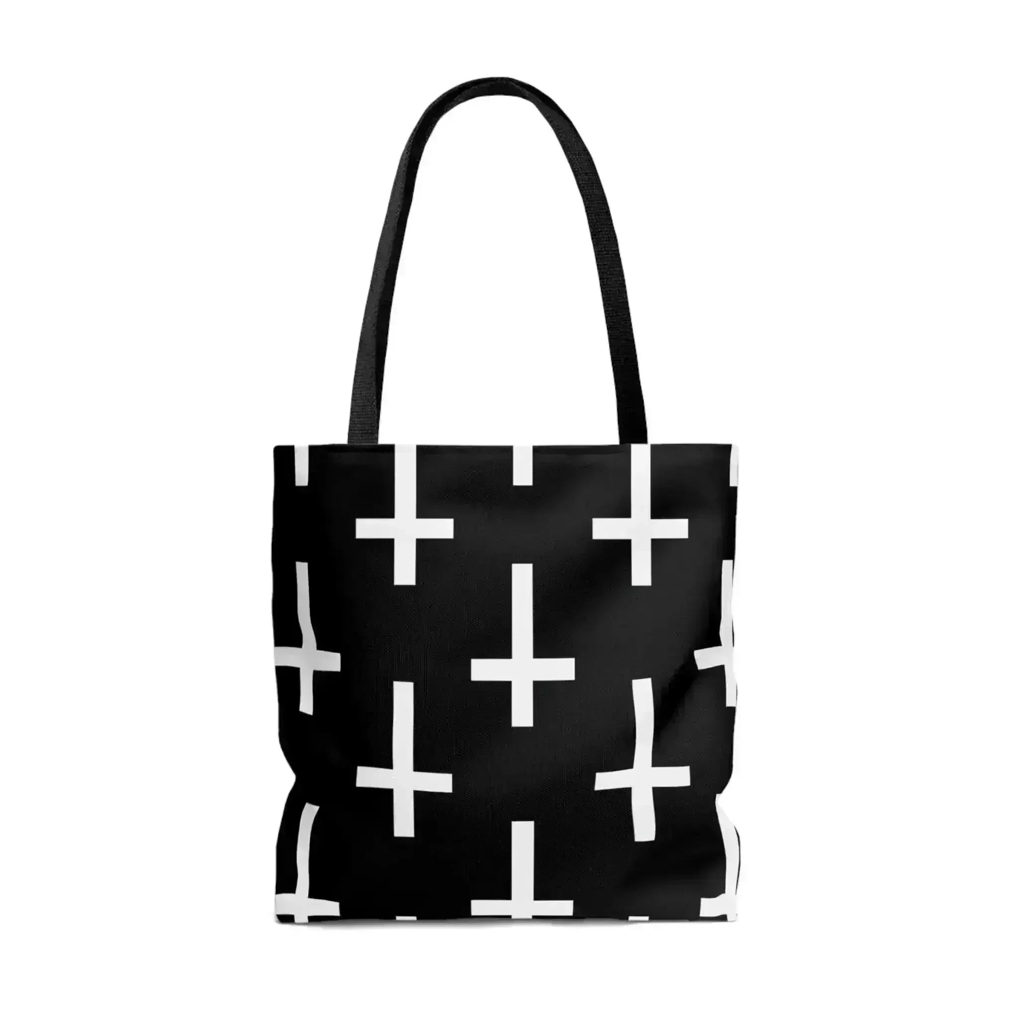 Large Tote Bag Black and White Seamless Cross Pattern - Femstylo