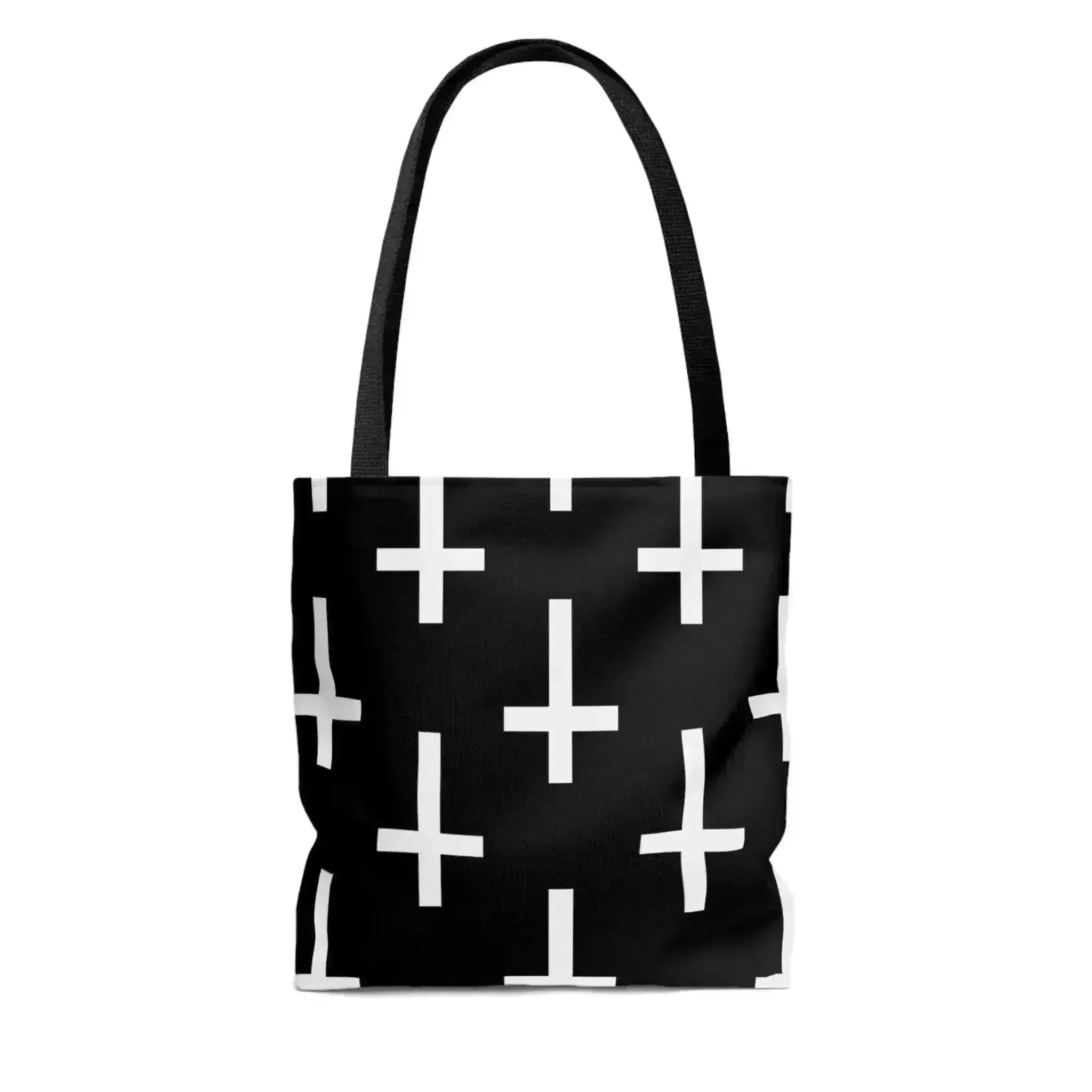 Large Tote Bag Black and White Seamless Cross Pattern - Femstylo