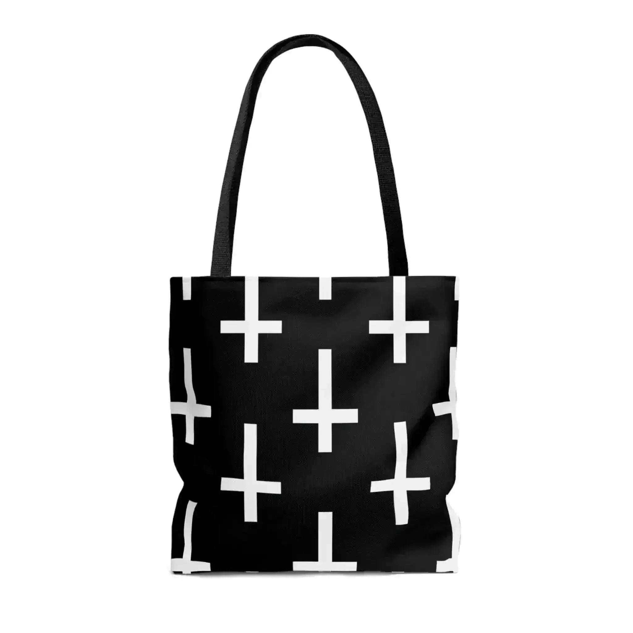 Large Tote Bag Black and White Seamless Cross Pattern - Femstylo