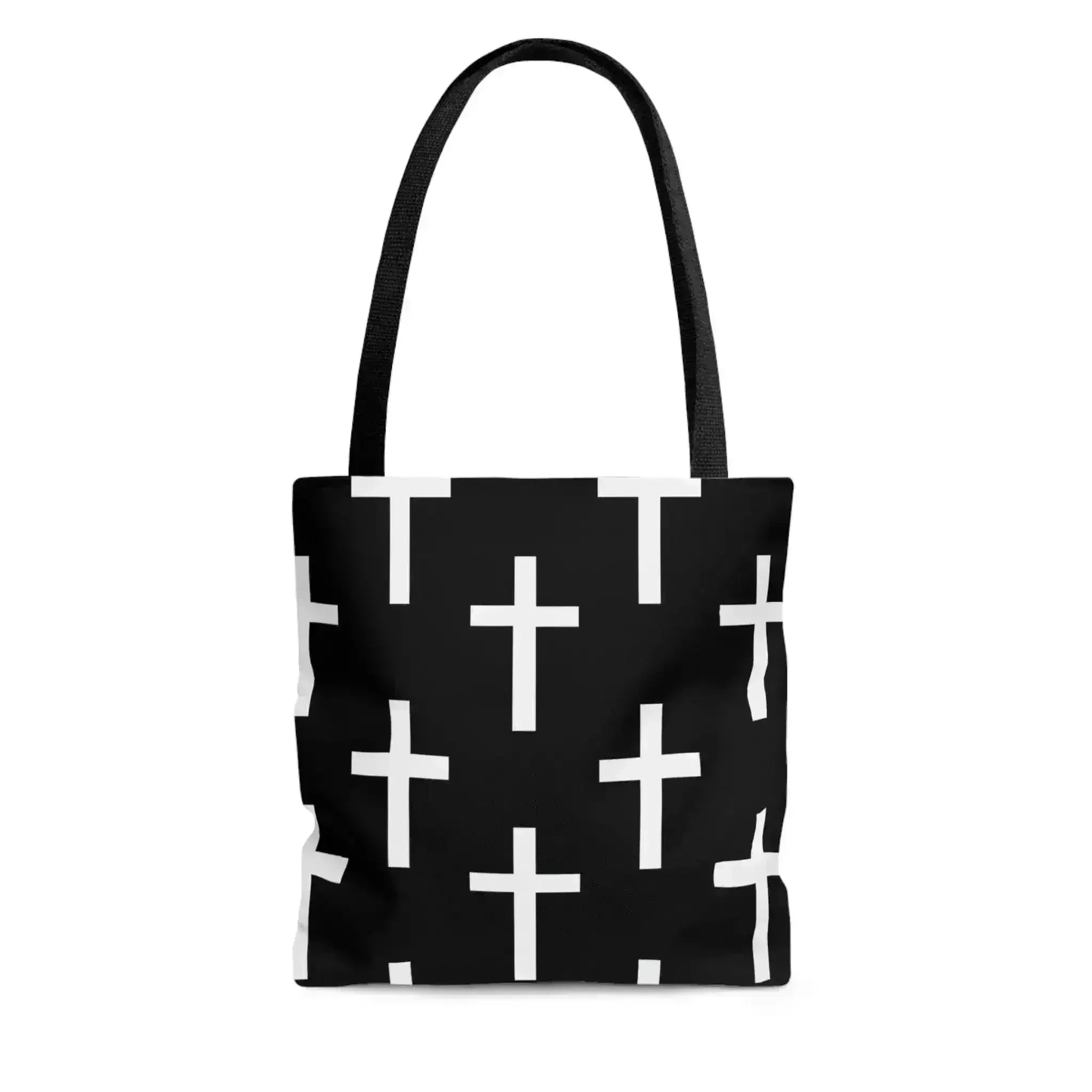 Large Tote Bag Black and White Seamless Cross Pattern - Femstylo
