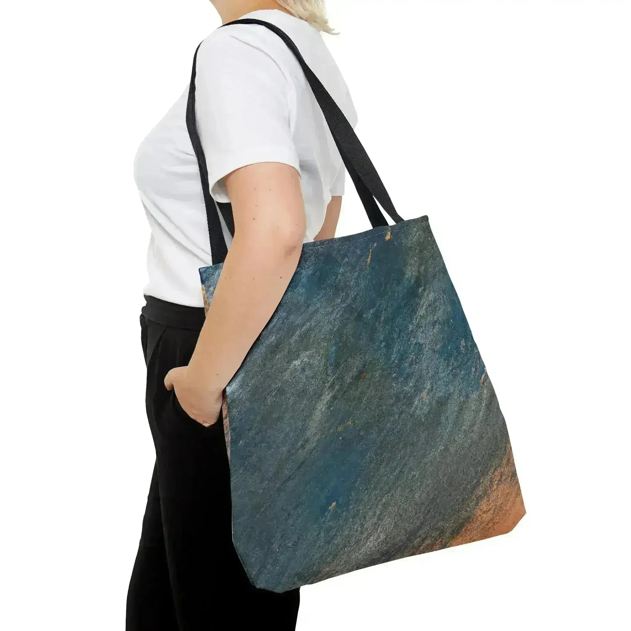 Large Tote Bag Blue Orange Abstract Pattern - Femstylo