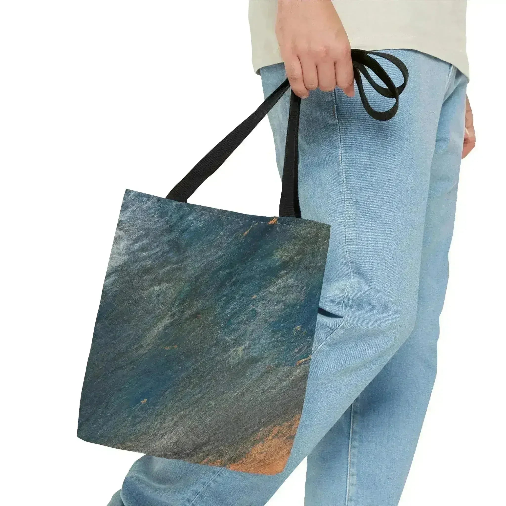 Large Tote Bag Blue Orange Abstract Pattern - Femstylo