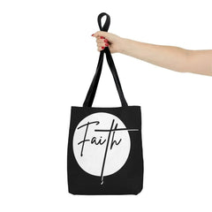 Large Tote Bag Faith - Christian Affirmation - White and Black - Femstylo