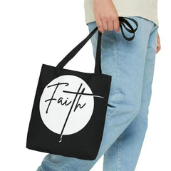 Large Tote Bag Faith - Christian Affirmation - White and Black - Femstylo