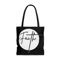 Large Tote Bag Faith - Christian Affirmation - White and Black - Femstylo