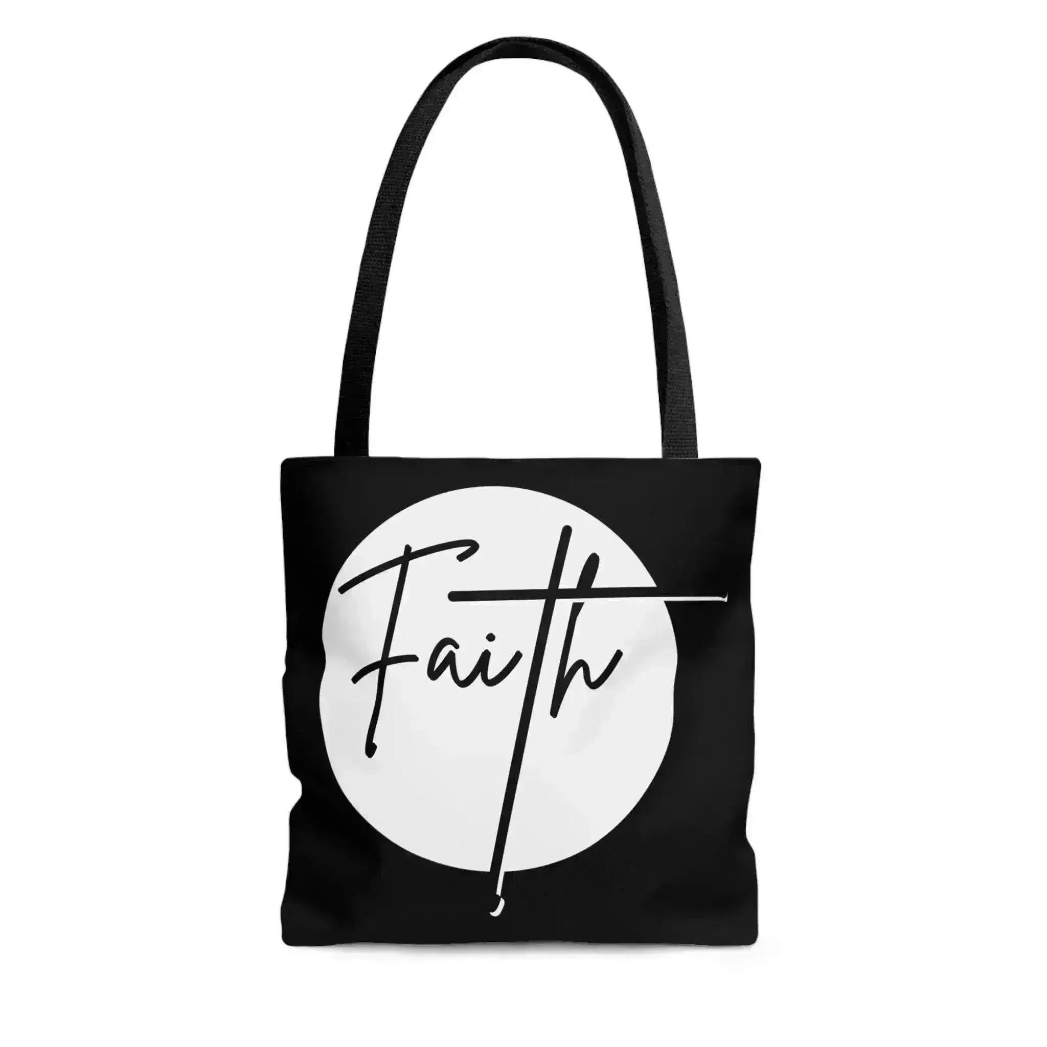 Large Tote Bag Faith - Christian Affirmation - White and Black - Femstylo