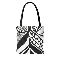 Large Tote Bag Floral Black Line Art Print 60110 - Femstylo