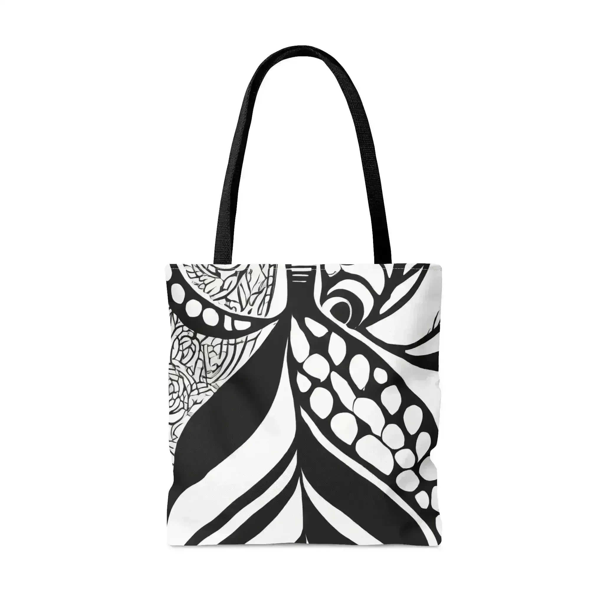 Large Tote Bag Floral Black Line Art Print 60110 - Femstylo