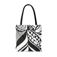 Large Tote Bag Floral Black Line Art Print 60110 - Femstylo