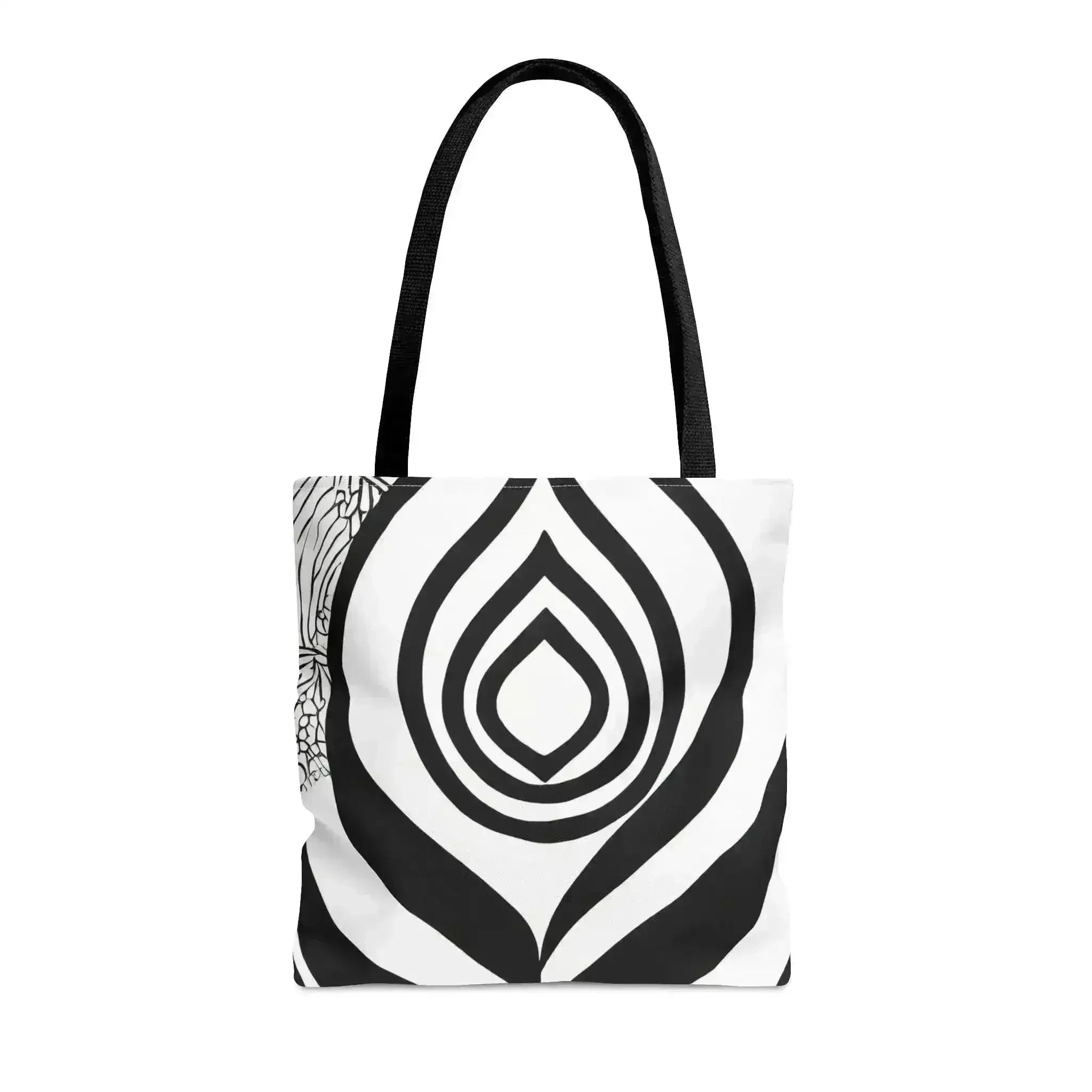 Large Tote Bag Floral Black Line Art Print 60110 - Femstylo