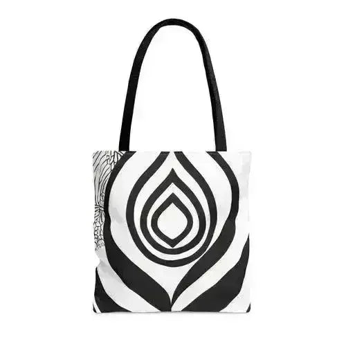 Large Tote Bag Floral Black Line Art Print 60110 - Femstylo