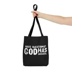 Large Tote Bag have Questions God has Answers Print - Femstylo
