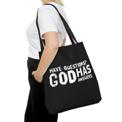 Large Tote Bag have Questions God has Answers Print - Femstylo