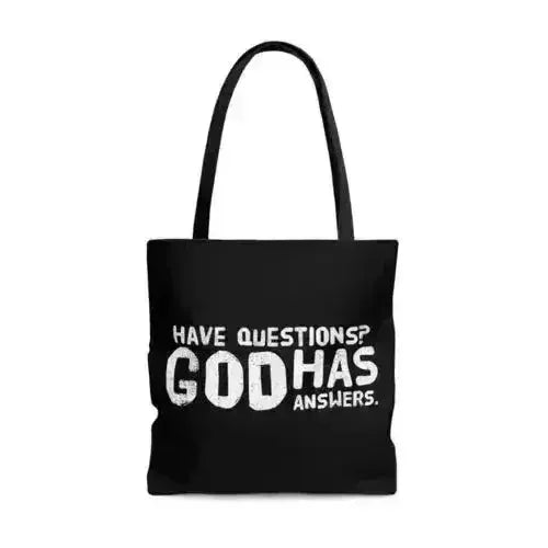 Large Tote Bag have Questions God has Answers Print - Femstylo