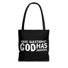Large Tote Bag have Questions God has Answers Print - Femstylo