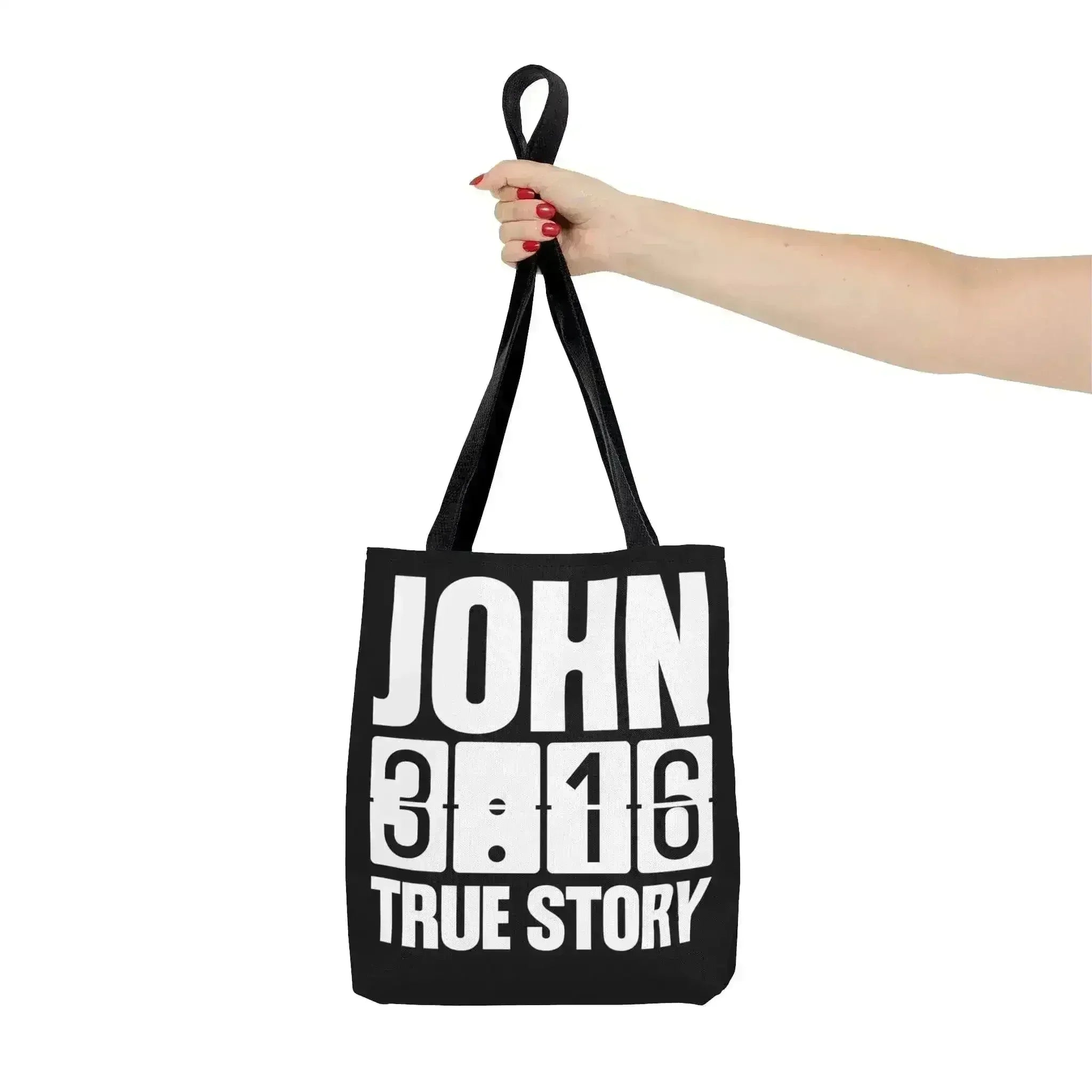 Large Tote Bag John 3:16 True Story - Scripture Inspiration - Femstylo