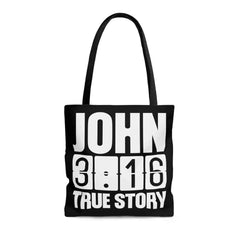 Large Tote Bag John 3:16 True Story - Scripture Inspiration - Femstylo