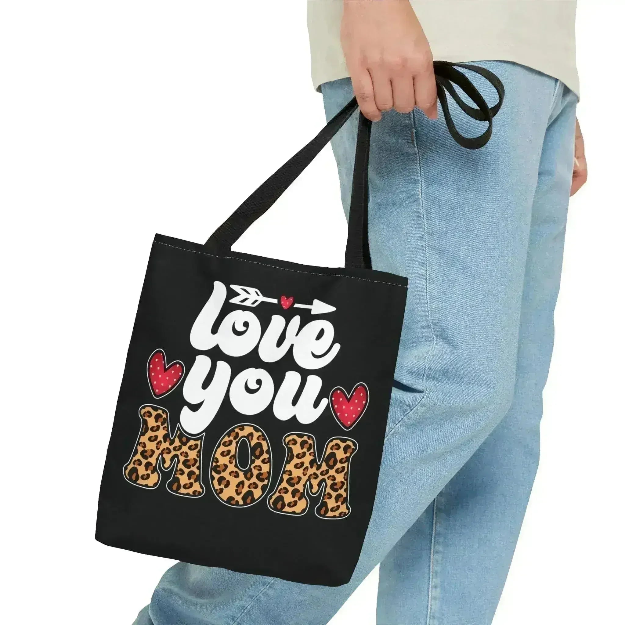 Large Tote Bag Love you Mom Leopard Print - Femstylo