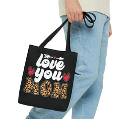Large Tote Bag Love you Mom Leopard Print - Femstylo