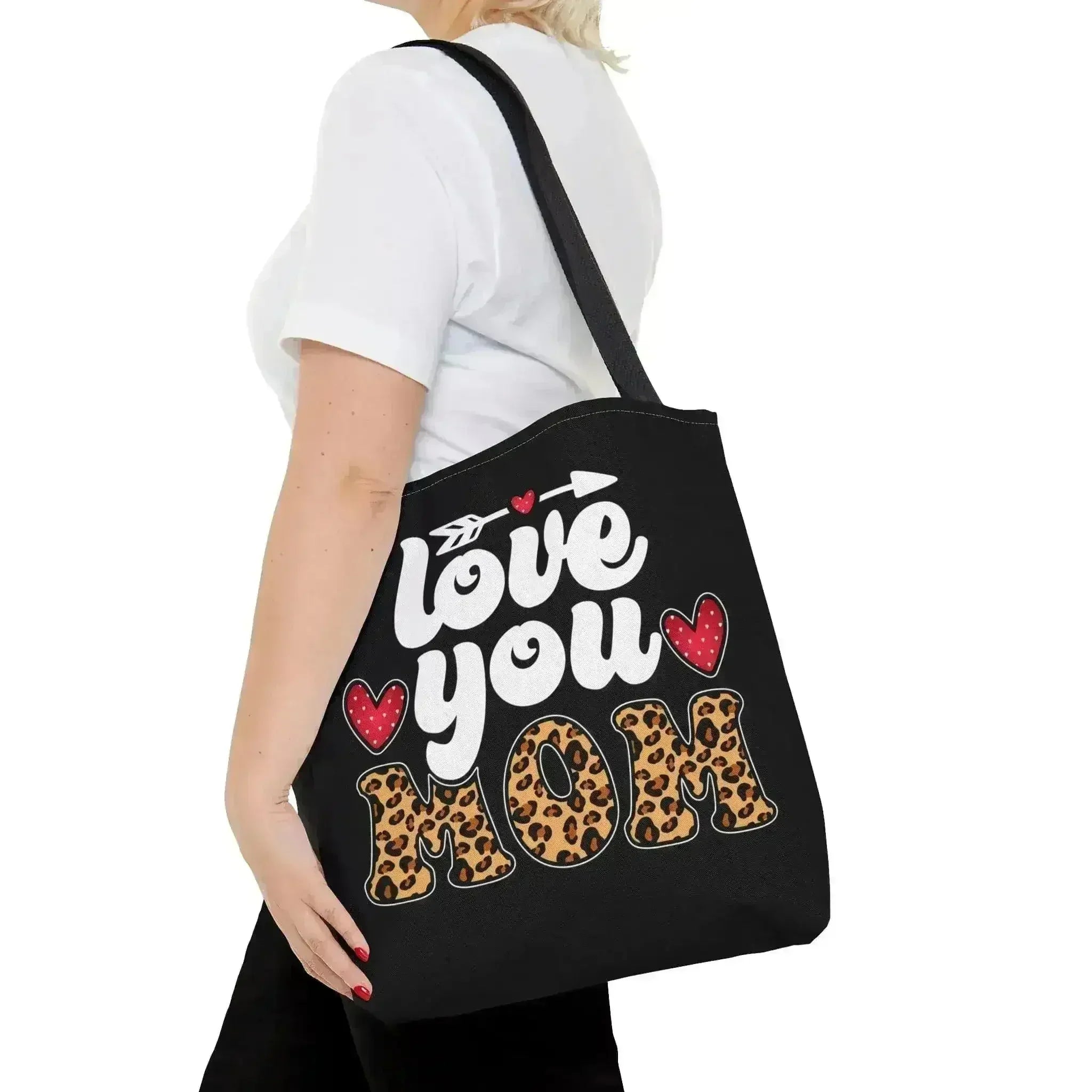 Large Tote Bag Love you Mom Leopard Print - Femstylo