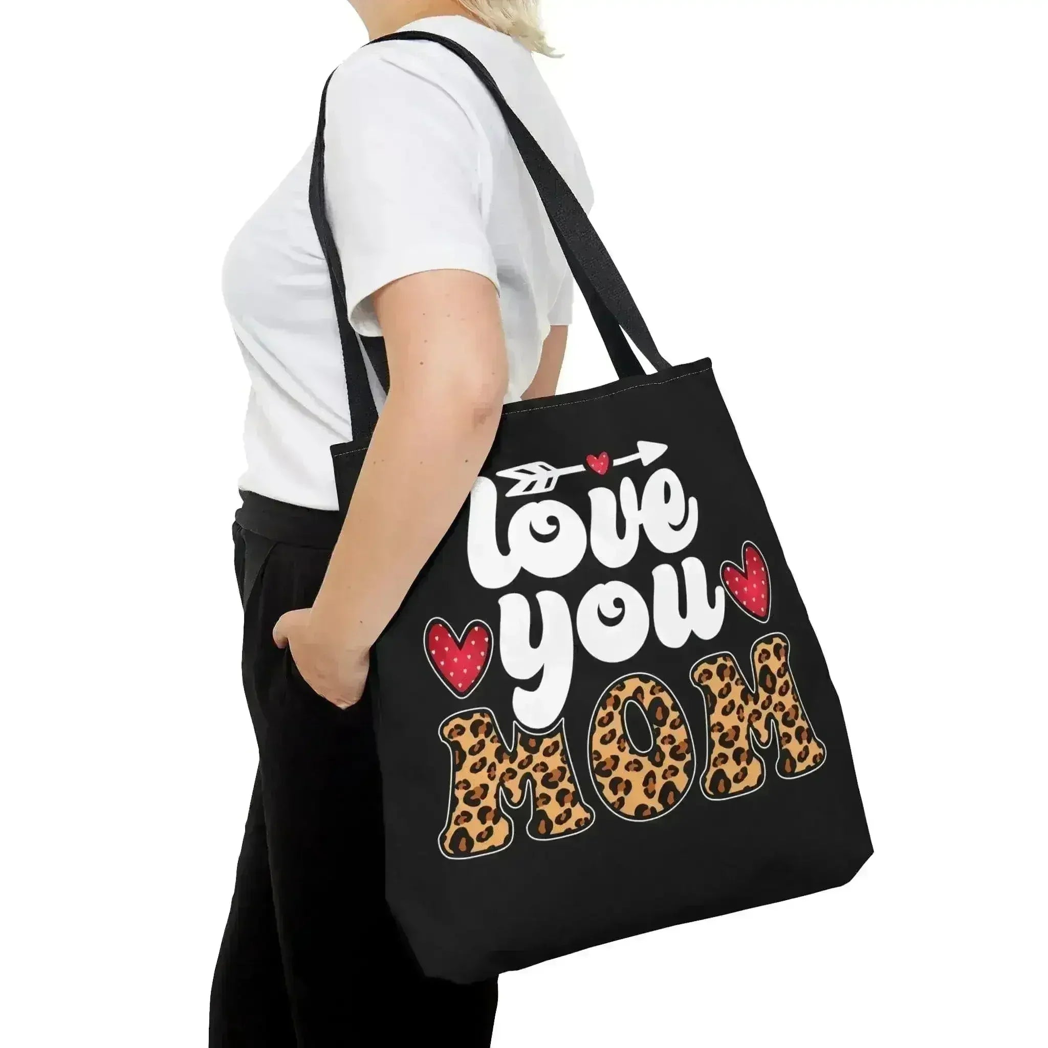 Large Tote Bag Love you Mom Leopard Print - Femstylo