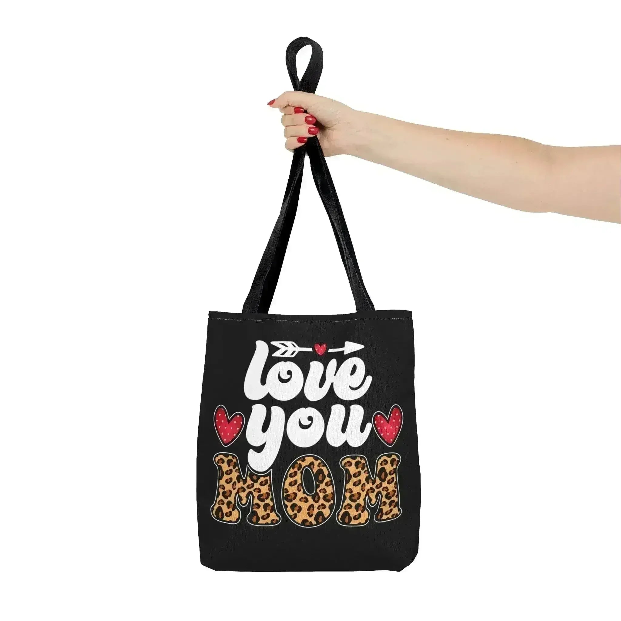 Large Tote Bag Love you Mom Leopard Print - Femstylo