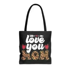 Large Tote Bag Love you Mom Leopard Print - Femstylo