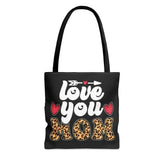 Large Tote Bag Love you Mom Leopard Print - Femstylo