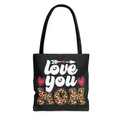 Large Tote Bag Love you Mom Leopard Print - Femstylo