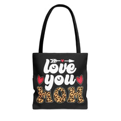 Large Tote Bag Love you Mom Leopard Print - Femstylo