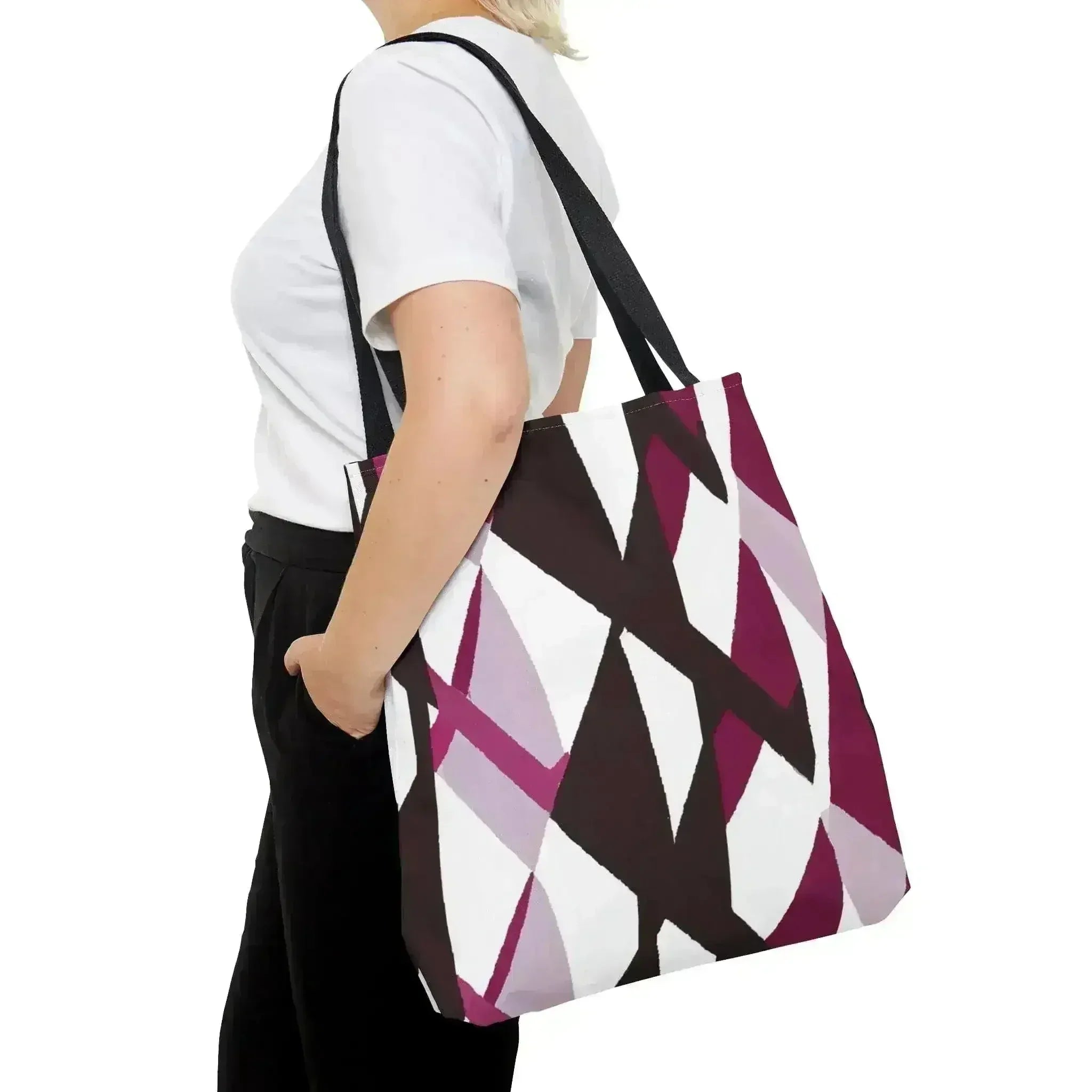 Large Tote Bag Pink Mauve Pattern - Femstylo