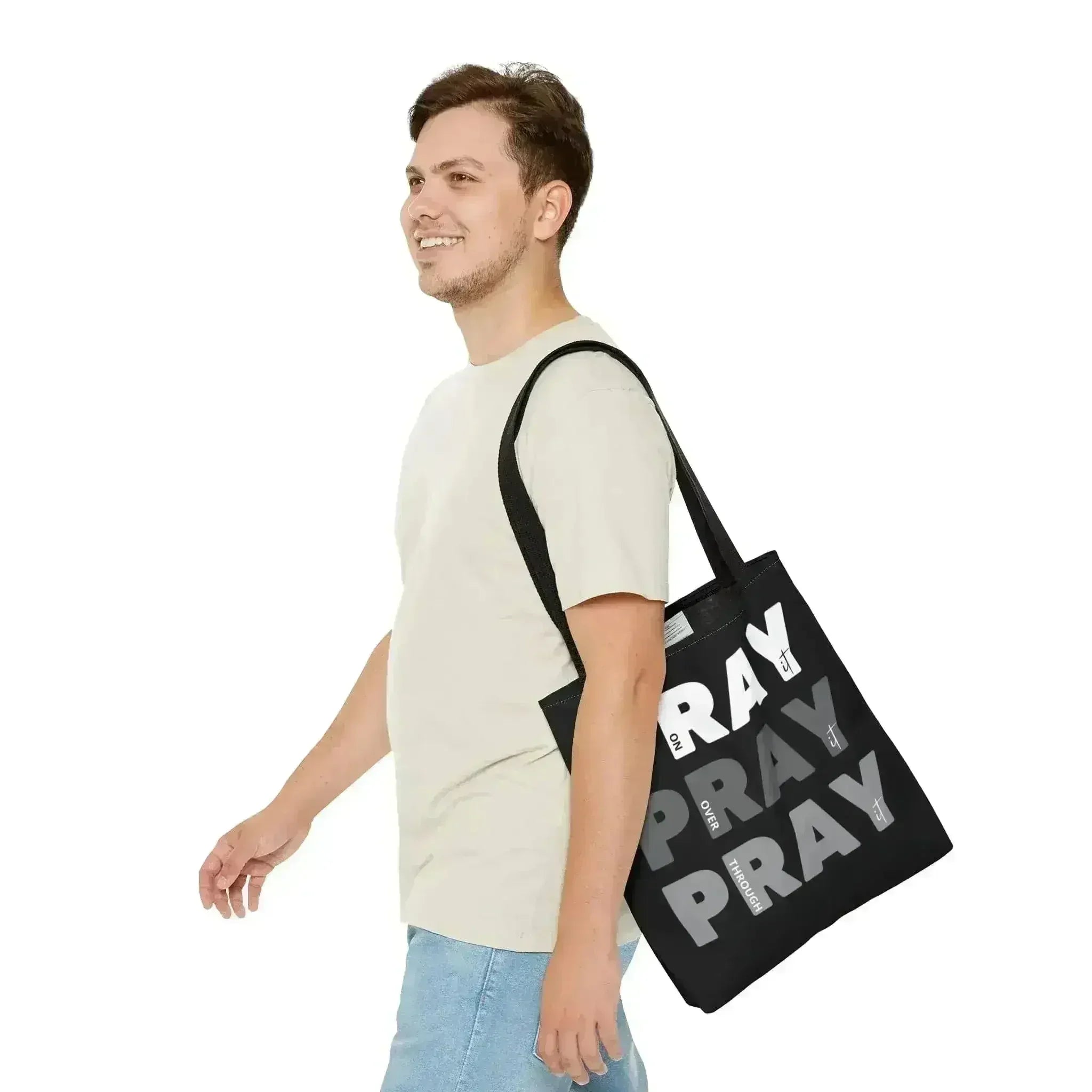 Large Tote Bag Pray on it Over it Through - Femstylo